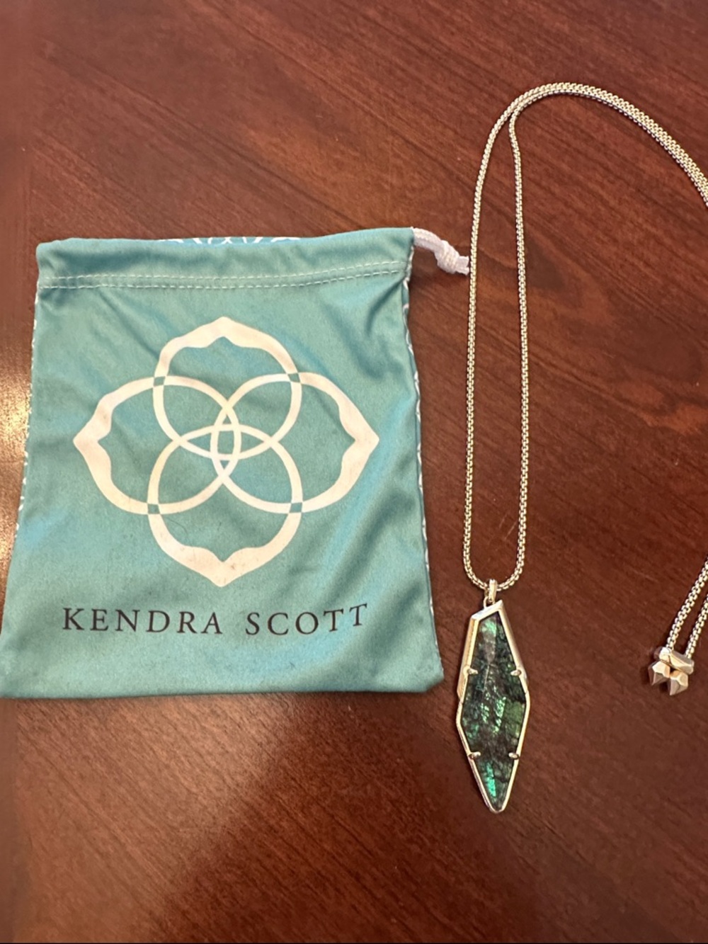 Kendra Scott Iridescent Abalone Pendant Necklace - Teal/Green